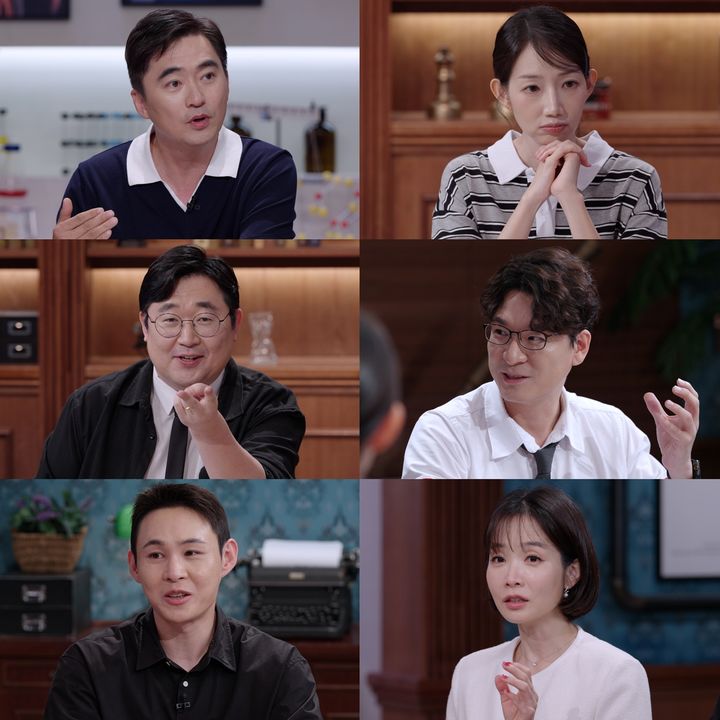 [서울=뉴시스] 23일 오전 8시35분 방송되는 SBS 지식 건강 예능 '세 개의 시선'에서는 MC 김석훈과 소슬지, 과학 전문 작가 곽재식, 도슨트 이창용, 가정의학과 전문의 이현희, 내과 전문의 정용환이 몸속에 숨어 있는 '좀비 세포'와 건강한 노화의 비밀을 살펴본다. (사진=SBS) 2026.08.22. photo@newsis.com&nbsp; *재판매 및 DB 금지