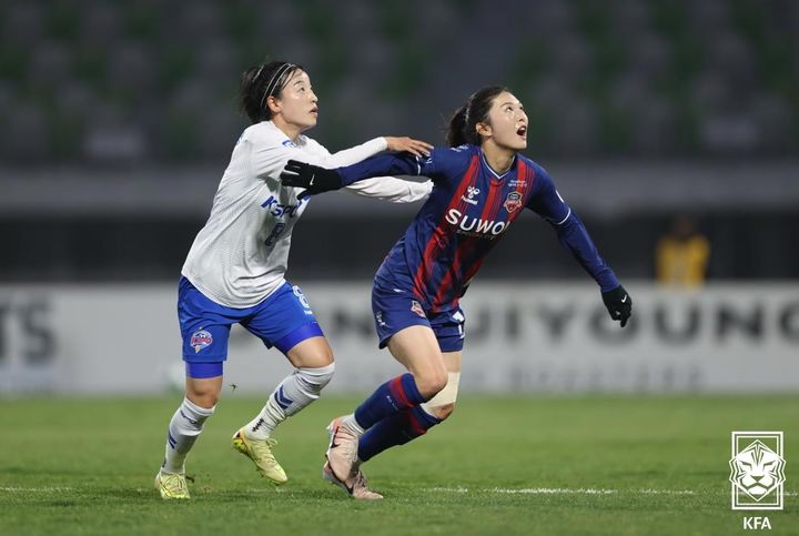 [서울=뉴시스] 2026 WK리그 수원FC 위민 대 화천 KSPO 경기 사진. (사진=대한축구협회 제공) 