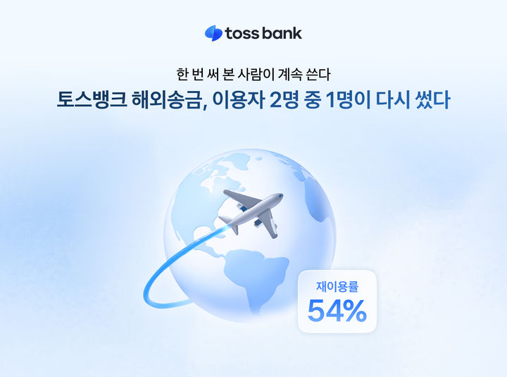 토스뱅크, 해외송금 고객 54% 재이용