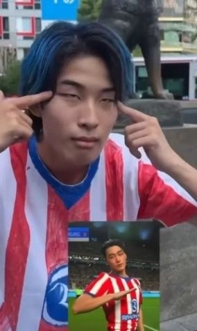 [서울=뉴시스] 그룹 에이티즈 멤버 산을 따라 하며 이른바 '눈 찢기' 동작을 해 인종차별 논란에 휩싸인 일본 인플루언서 가믹스(Gamix). (사진=SNS) 2026.08.25. photo@newsis.com *재판매 및 DB 금지