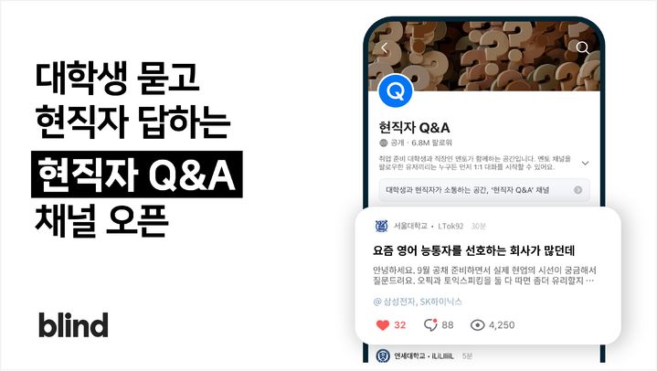 [서울=뉴시스] 블라인드 현직자 Q&A 채널. (사진=블라인드 제공) 2026.08.26. photo@newsis.com *재판매 및 DB 금지