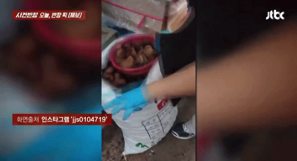 재래시장 한 상인이 서비스로 준다던 밤을 포장 과정에서 빼내는 모습이 포착됐다. (사진 출처=JTBC '사건반장') *재판매 및 DB 금지