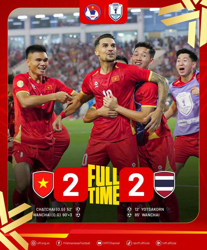 [서울=뉴시스]베트남, 태국과 현대컵 결승 2차전 2-2 무승부. (사진=베트남축구협회 소셜미디어 캡처) 2026.08.27. photo@newsis.com *재판매 및 DB 금지