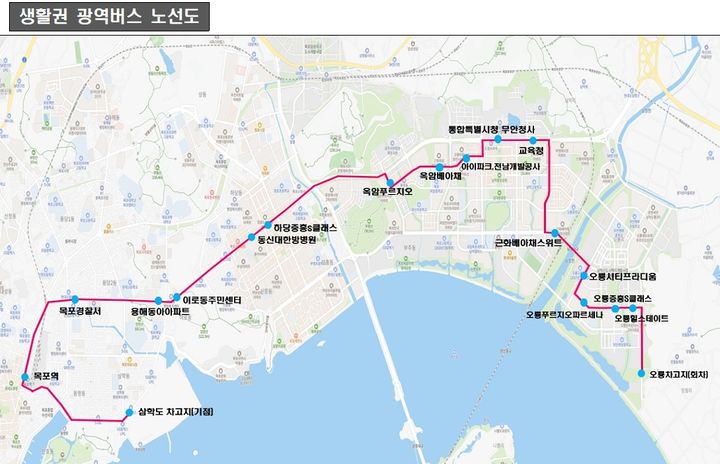 [무안=뉴시스]광역버스 2001번 노선도. *재판매 및 DB 금지