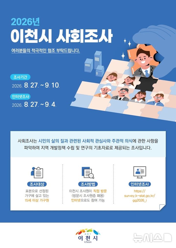 [이천=뉴시스] 경기 이천시 올해 사회조사 안내문 (사진=이천시 제공) 2026.08.27. photo@newsis.com