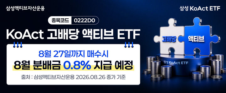 삼성액티브운용, KoAct 고배당액티브 첫 월분배 지급…주당 85원