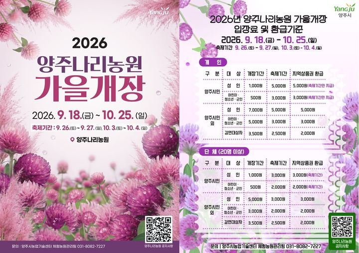 [양주소식]양주나리농원, 내달 18일 개장 등