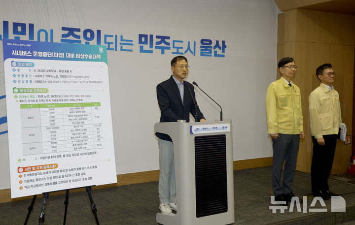 시내버스 파업에 따른 호소문발표하는 김상욱시장