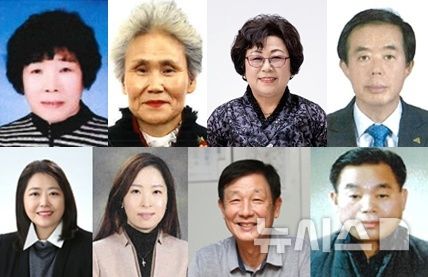 [안양=뉴시스] 제41회 안양 시민 대상 수상자들. 왼쪽부터 시계방향으로 ▲효행 박진숙 ▲지역사회 발전 박종례 ▲사회복지 오정심 ▲산업 경제 권주홍 ▲시민 안전 홍길표 ▲환경보전 안명균 ▲교육 채윤미 ▲문화예술 박효선.(사진=안양시 제공).2026.08.28. photo@newsis.com