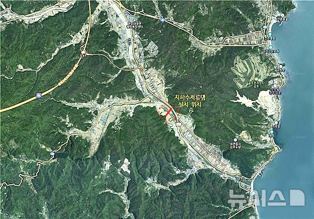 경주시 문무대왕면 용당리 대종천 일원 지하수저류댐 위치도