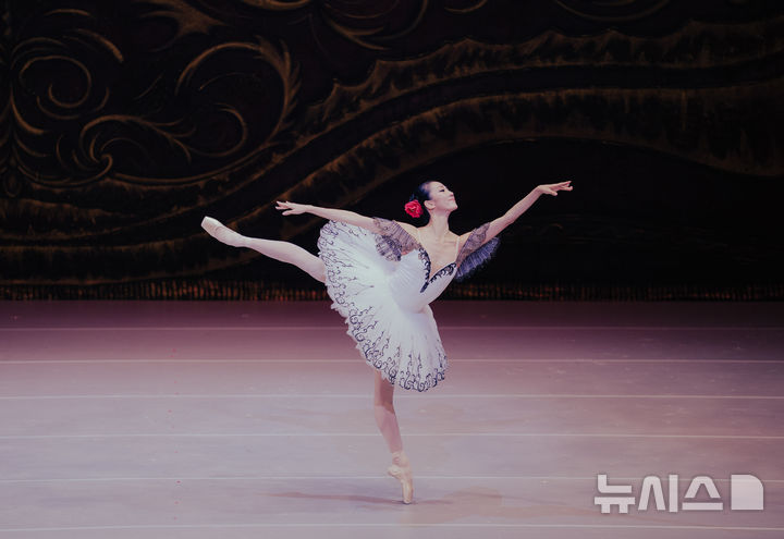  [서울=뉴시스]28일 서울 이화여대 ECC 삼성홀에서 열린 '한여름밤의 발레 축제' 2막 '파키타' 그랑 파드되에서 ABT(아메리칸발레시어터) 수석 무용수 박선미(27)가 독무를 추고 있다. (사진=케이글로벌발레원 제공)