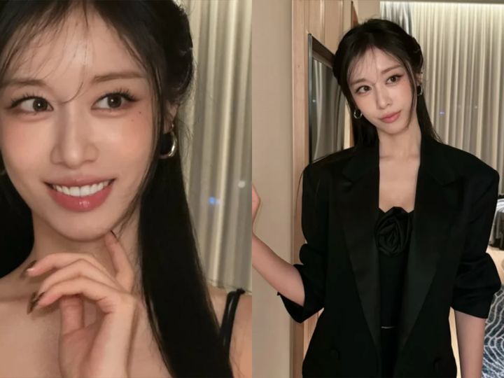 [서울=뉴시스] 지연이 올블랙 스타일링으로 날렵한 얼굴선과 선명한 이목구비를 뽐내며 근황을 전하고 있다. (사진=인스타그램 '지연(@jiyeon2__)' 캡처)