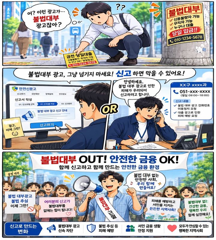 [부산=뉴시스] 불법 대부광고 전화번호 이용정지 홍보물. (사진=부산시 제공) 2026.09.01. photo@newsis.com *재판매 및 DB 금지