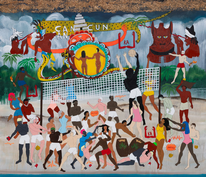The Battle of Spring break. Cancun, 2026, Acrylic and ink on canvas, 183 x 213 cm *재판매 및 DB 금지