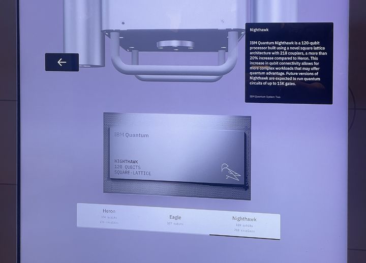 [서울=뉴시스] 이주영 기자 = 한국IBM이 1일 서울 강남구 웨스틴 서울 파르나스에서 'IBM AI 서밋 코리아 2026'를 열었다. 사진은 IBM 퀀텀 프로세서 헤론, 이글, 나이트호크 설명자료. 2026.09.01. zoo@newsis.com *재판매 및 DB 금지