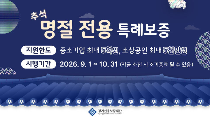 경기신보, 추석맞이 100억 규모 특례보증…중기 최대 5억