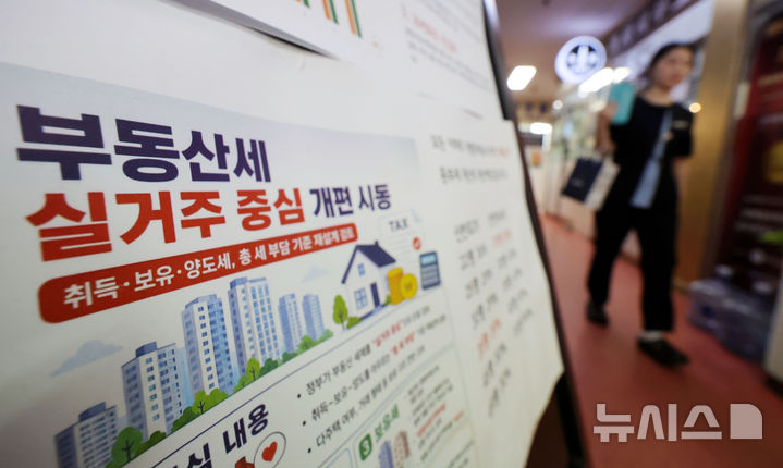 [서울=뉴시스] 홍효식 기자 = 2026년 세제개편안이 최종 확정된 1일 서울 서초구 한 부동산 중개업소에 관련 안내문이 부착돼 있다. 정부는 비거주 1주택자의 종합부동산세 기본공제를 현행 12억원으로 유지하고, 부부 공동명의 1주택자의 경우 비거주 때 기본공제 금액을 각각 9억원에서 4억원으로 낮추려던 기존 안을 완화해 각각 6억원으로 조정했다. 종부세 세부담 상한도 현행 150%를 유지한다. 정부는 당초 직전 연도 총 보유세 상당액의 150%인 세부담 상한을 200%로 높일 계획이었지만 이를 철회했다. 2026.09.01. yesphoto@newsis.com