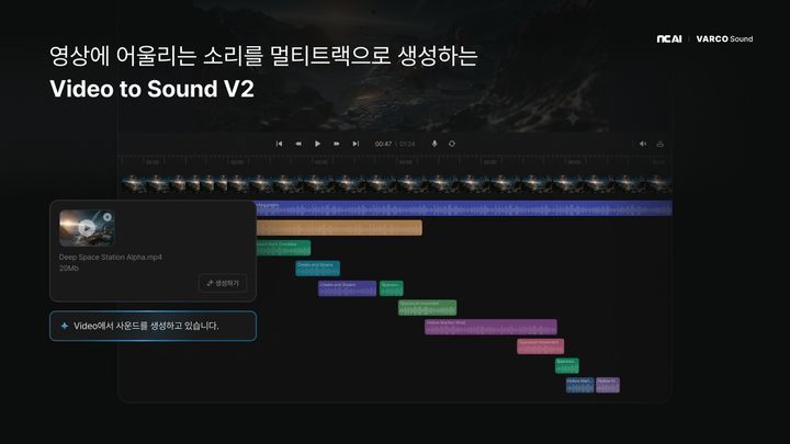 [서울=뉴시스] 엔씨 에이아이가 원하는 소리를 말이나 글로 설명하면 인공지능(AI)이 직접 만들고 편집해주는 오디오 생성 플랫폼 '바르코 사운드'를 정식 출시했다. (사진=엔씨 에이아이 제공) *재판매 및 DB 금지
