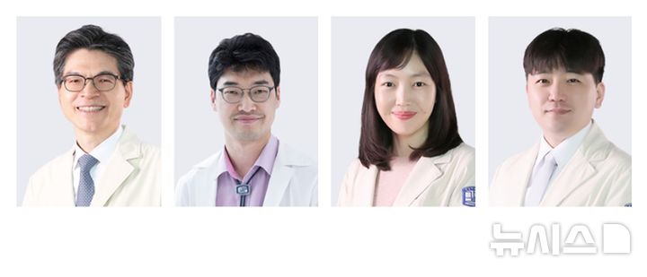 [서울=뉴시스] 서울성모병원 혈액병원 다발골수종센터 연구팀. 왼쪽부터 민창기 교수, 박성수 교수, 이정연 교수, 변성규 교수. (사진= 서울성모병원 제공)