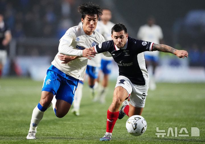 [팔키릭=AP/뉴시스] 스코틀랜드 프로축구 프리미어십 레인저스의 김민수. 2026.09.02.