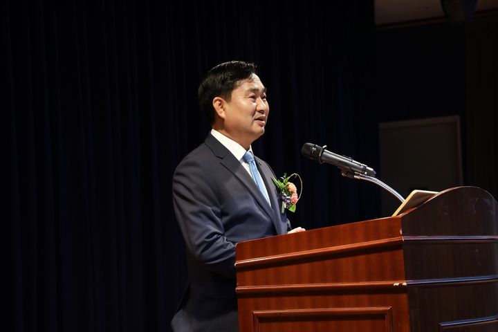 김도균 제11대 강원랜드 사장이 지난 2일 하이원 그랜드호텔 그랜드볼룸에서 취임식을 갖고 있다.(사진=강원랜드 제공) *재판매 및 DB 금지