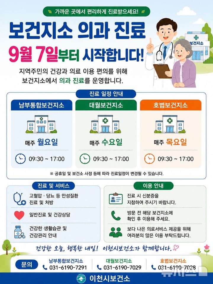 [이천=뉴시스] 이천시 보건지소 의과진료 운영 안내문 (사진=이천시 제공) 2026.09.03.photo@newsis.com