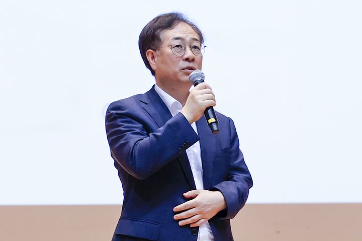 [서울=뉴시스] 권형택 기보 이사장이 '2026년도 제2차 경영전략워크숍'에서 모두발언을 하고 있다. (사진=기술보증기금 제공) 2026.9.3. photo@newsis.com *재판매 및 DB 금지