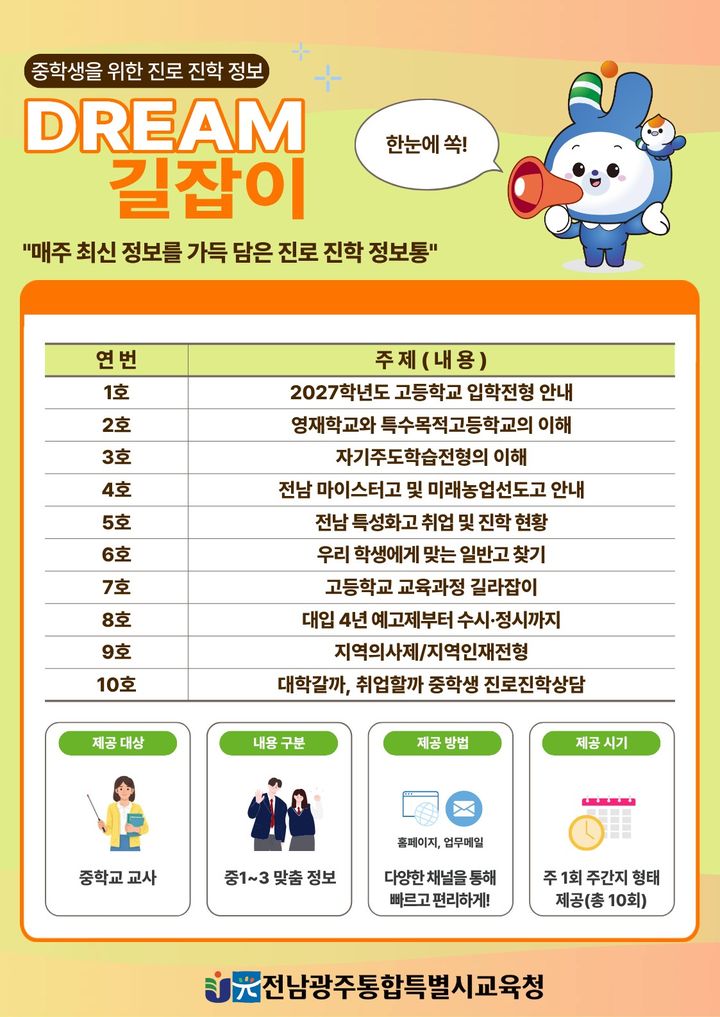 [전남광주=뉴시스] 전남광주통합교육청이 발간 예정인 드림 길잡이 홍보 포스터. (사진=전남광주통합교육청 제공) 2026.09.03. photo@newsis.com *재판매 및 DB 금지