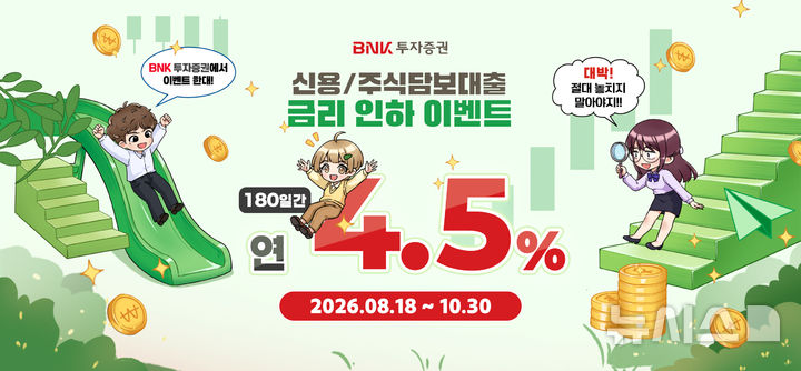 [부산=뉴시스] BNK투자증권은 시장 금리 상승에 따른 고객의 이자 비용 부담을 완화하기 위해 올 10월30일까지 금리 우대 이벤트를 진행한다고 4일 밝혔다. (사진=BNK투자증권 제공) 2026.09.04. photo@newsis.com *재판매 및 DB 금지