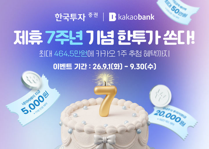 한투증권, 카카오뱅크 제휴 7주년 고객 감사 이벤트
