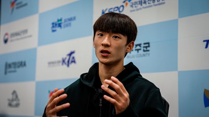 [서울=뉴시스] 무주 태권도원 2026 세계 태권도 그랑프리 남자 58㎏급에서 우승한 배준서. (사진=태권도진흥재단 제공) 