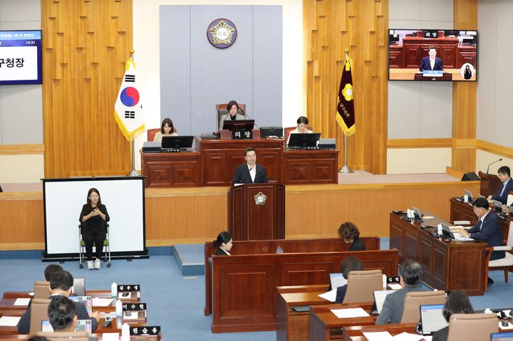 [울산=뉴시스] 7일 울산 남구의회 본회의장에서 제280회 제1차 정례회 제1차 본회의가 진행되고 있다. (사진=울산 남구의회 제공) 2026.09.07. photo@newsis.com *재판매 및 DB 금지