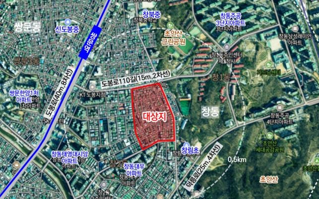 [서울=뉴시스] 창동 608번지 일대 주택재개발사업 위치도(항공사진). (자료=도봉구 제공) 2026.09.08. photo@newsis.com *재판매 및 DB 금지