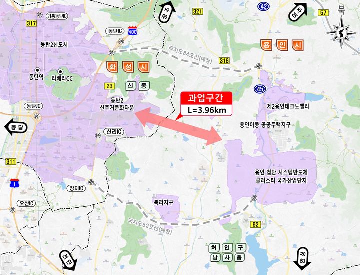 [용인=뉴시스] 용인 남사읍~화성 신동 연결도로 개설사업 위치도(사진=용인시 제공) 2026. 09. 08. photo@newsis.com *재판매 및 DB 금지