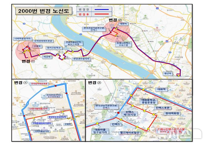 [김포=뉴시스]2000번 시내버스 변경 노선도. (사진=김포시 제공) 2026.09.09. photo@newsis.com