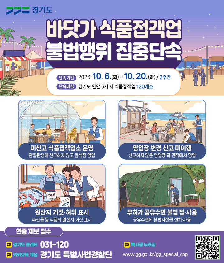 경기도 특사경, 전어·대하철 '떴다방'식 불법음식점 단속