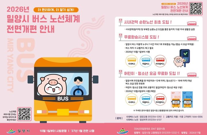 [밀양=뉴시스] 안지율 기자 = 버스 노선개편 안내문. (사진=밀양시 제공) 2026.09.09. photo@newsis.com *재판매 및 DB 금지