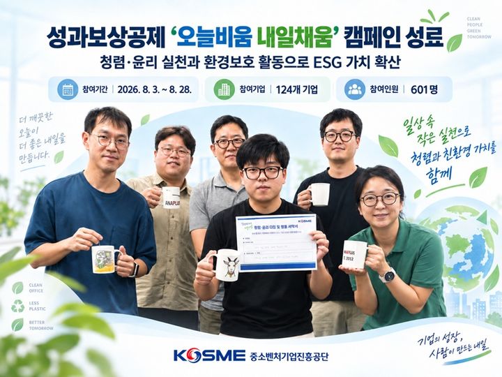 [서울=뉴시스] 중소벤처기업진흥공단(중진공)은 성과보상공제 가입기업을 대상으로 진행한 ‘오늘비움 내일채움’ 캠페인을 마무리했다고 10일 밝혔다. (사진=중진공 제공) 2026.9.10. photo@newsis.com *재판매 및 DB 금지