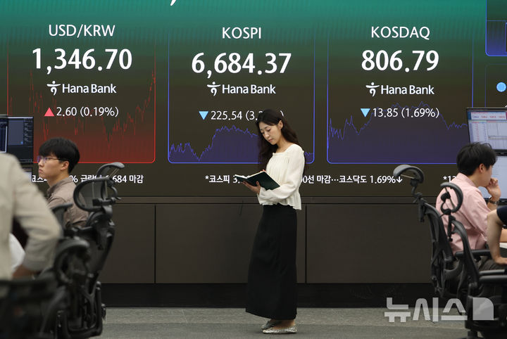 [서울=뉴시스] 김명년 기자 = 지난 14일 오후 서울 중구 하나은행 딜링룸에서 딜러들이 업무를 보고 있다. 2026.09.14. kmn@newsis.com