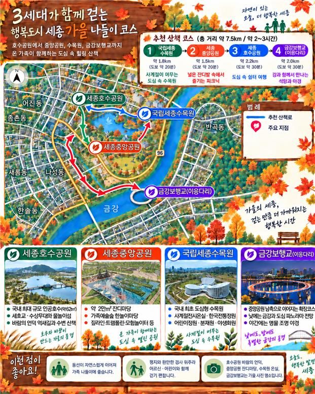 [세종=뉴시스] 송승화 기자 = 세종시 산책 코스 위치도 및 주요 시설 위치도. (사진=행정중심복합도시건설청). 2026.09.15. photo@newsis.com. *재판매 및 DB 금지