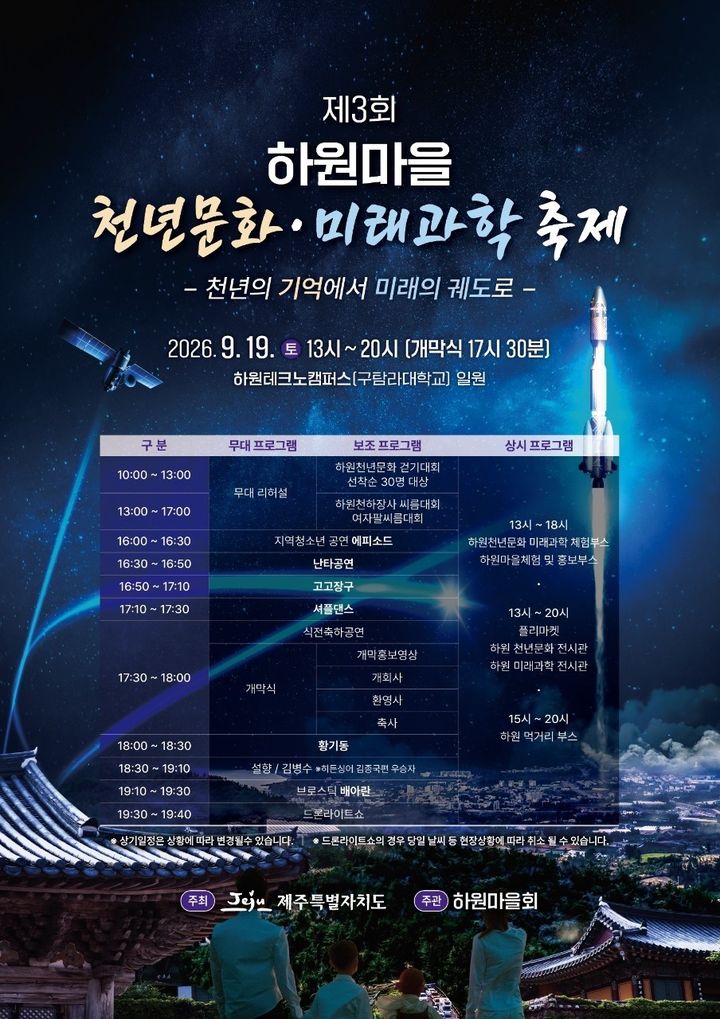 천년 역사와 우주과학의 만남…제주 하원마을 축제 연다