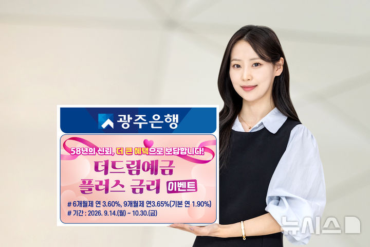 [전남광주=뉴시스] 광주은행이 창립 58주년을 기념하는 '더드림+」예금 금리' 이벤트를 진행한다. (사진=광주은행 제공) photo@newsis.com *재판매 및 DB 금지