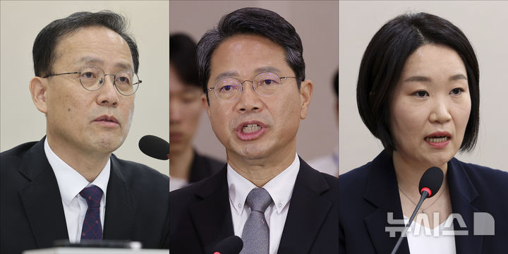 [서울=뉴시스] 고범준, 최진석, 정병혁 기자 = 이형일 부총리 겸 재정경제부장관 후보자와 김승원 법무부장관 후보자, 이소영 중소벤처기업부 장관 후보자가 15일 서울 여의도 국회에서 열린 인사청문회에 출석해 답하고 있다. 2026.09.15. photo@newsis.com