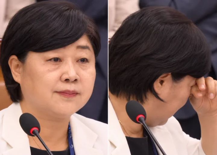 [서울=뉴시스]서영교 국회 법제사법위원장이 김승원 법무부 장관 후보자의 인사청문회에서 눈가를 훔치는 모습이 카메라에 잡혔다.(사진=펜앤마이크TV 유튜브 캡처)2026.09.16.