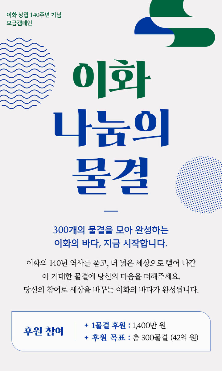 [서울=뉴시스] 이화여자대학교 모금 캠페인 '이화 나눔의 물결' 배너. (사진=이화여대 제공) 2026.09.16. photo@newsis.com *재판매 및 DB 금지