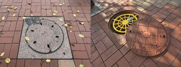 [대구=뉴시스] 맨홀 뚜껑 교체 전(왼쪽)과 후. (사진=대구 동구 제공) 2026.09.16. photo@newsis.com *재판매 및 DB 금지