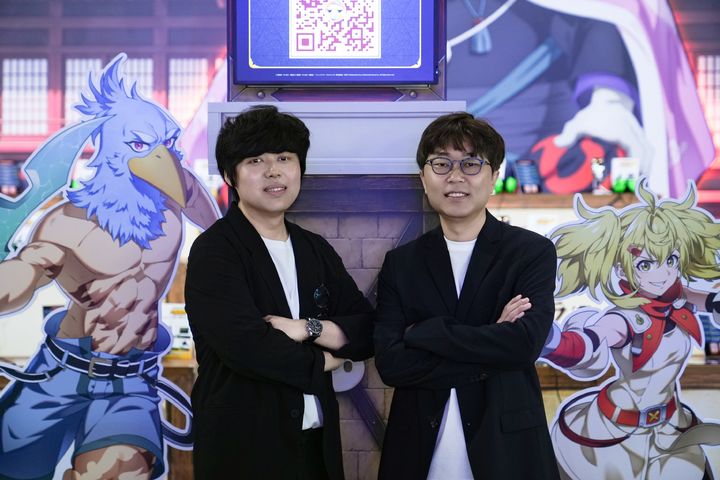 [도쿄(일본)=뉴시스] 김형진 넷마블 사업부장, 김경률 넷마블넥서스 개발 총괄 PD. (사진=넷마블 제공) *재판매 및 DB 금지