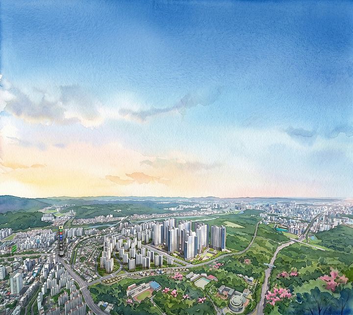 [울산=뉴시스] '문수로 비스타 더파크' 항공투시도. (사진=애드메이저 제공) 2026.09.18. photo@newsis.com *재판매 및 DB 금지