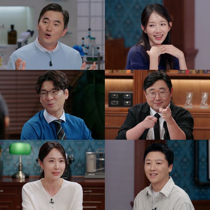 [서울=뉴시스] 오는 20일 오전 8시35분 방송되는 SBS 지식 건강 예능 '세 개의 시선'에서는 MC 김석훈과 소슬지, 과학 전문 작가 곽재식, 도슨트 이창용, 내과 전문의 강수진, 가정의학과 전문의 김건혁이 세포 노화와 질병의 연관성을 살펴본다. (사진=SBS) 2026.09.18. photo@newsis.com&nbsp; *재판매 및 DB 금지