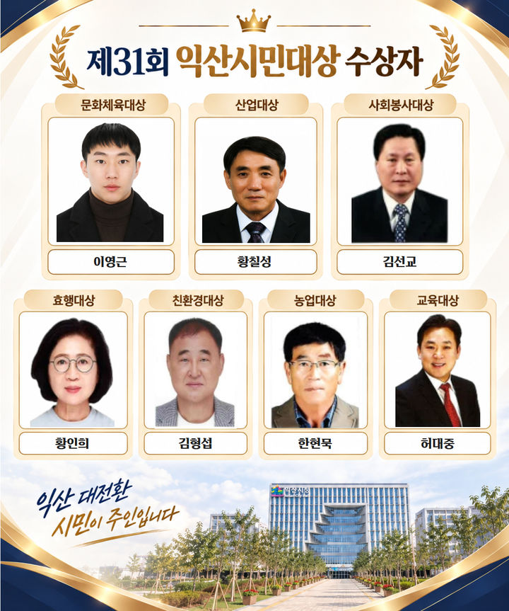 '제31회 익산시민대상' 수상자는 누구?…'7명' 최종 선정